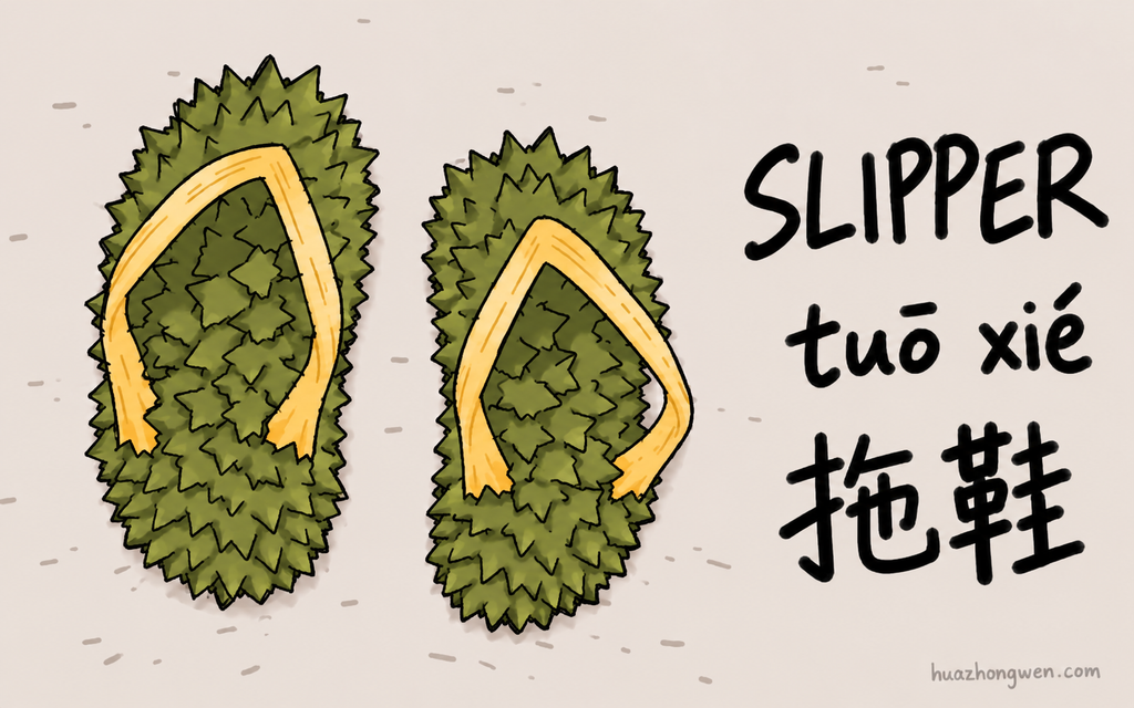 SLIPPER: 拖鞋 (tuō xié)
